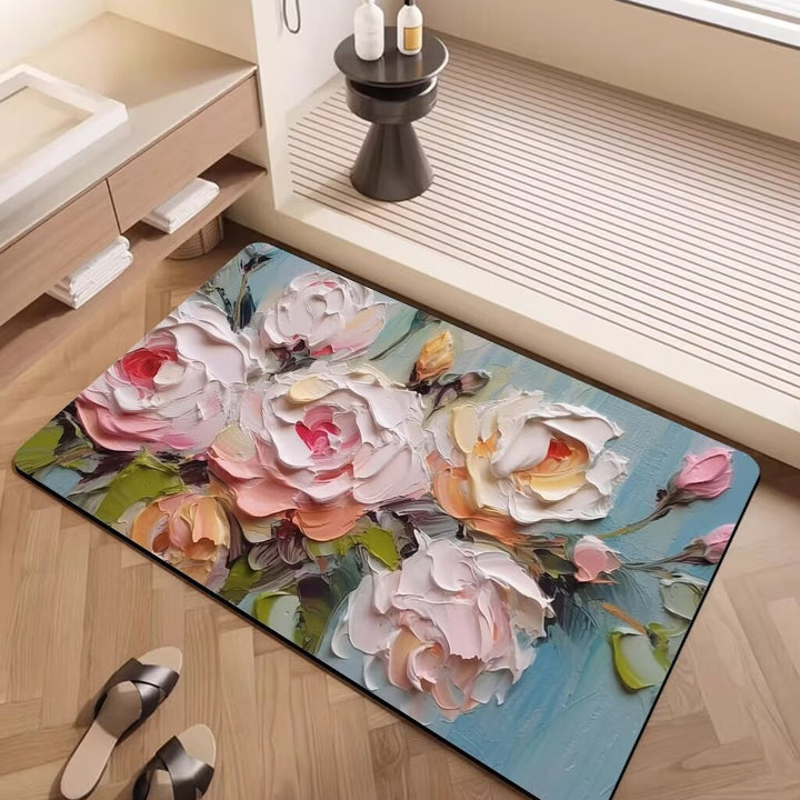 Artistic Floral Pattern Area Mat Bowlift