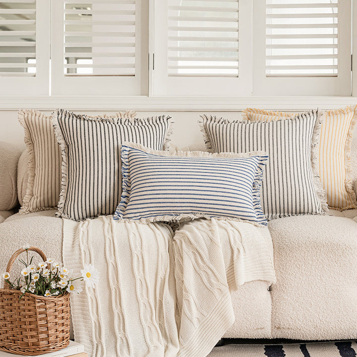 Striped Fringe Decorative Pillow