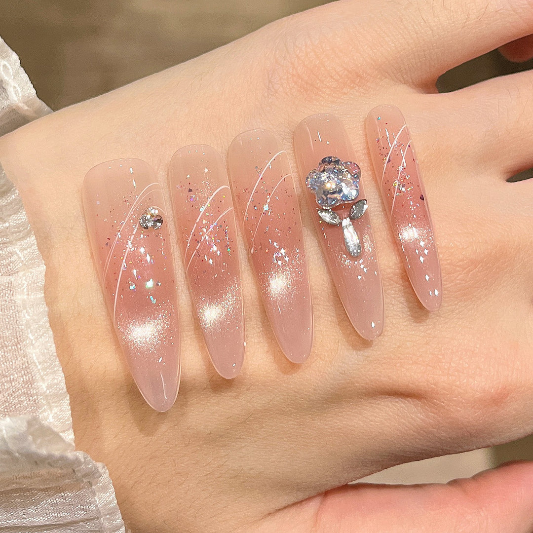 Decorative Gem-Embellished Press-On Nails Bowlift