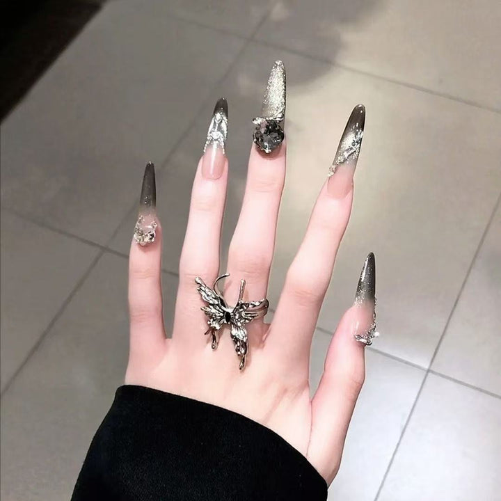 Decorative Press-On Nails with Gem Accents Bowlift