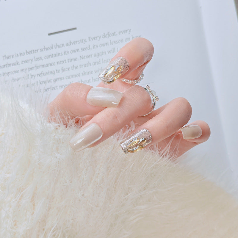Elegant French Tip Press-On Nails Bowlift