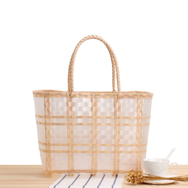 Tote bag with transparent window and braided handles Bowlift