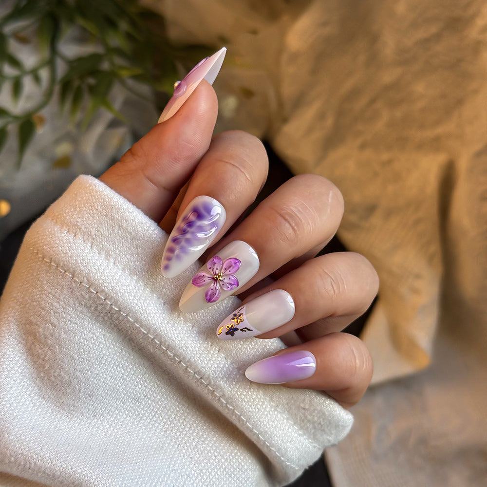 Artistic Floral-Embellished Press-On Nails Bowlift
