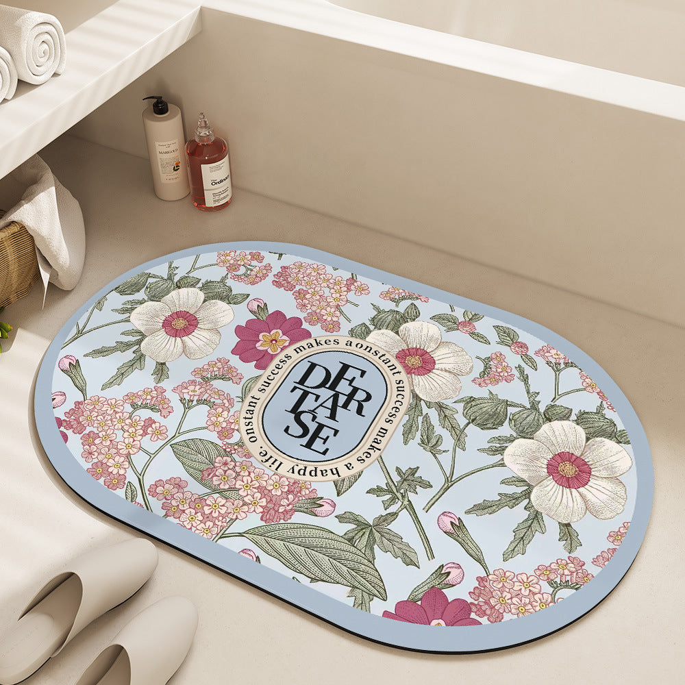 Oval Floral Bath Mat Bowlift