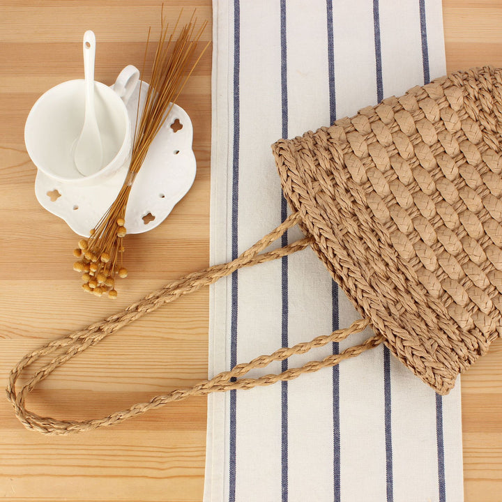 Braided natural material tote bag Bowlift