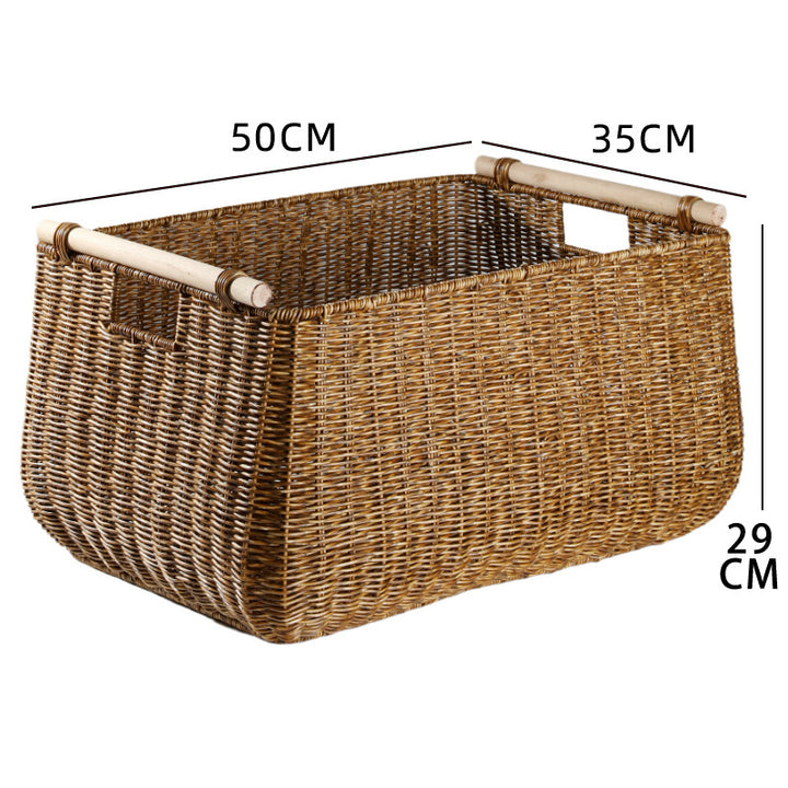 Large Handwoven Storage Basket with Ergonomic Handles Bowlift