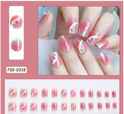 Artistic Press-On Nail Set Bowlift