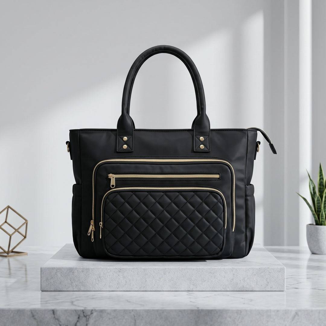 Tote bag with multiple compartments and expandable side pockets Bowlift