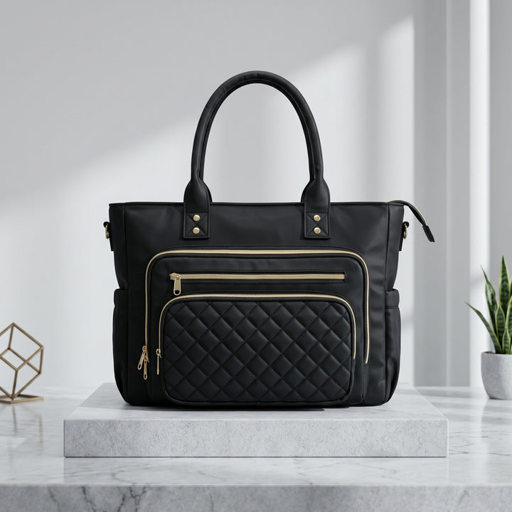 Tote bag with multiple compartments and expandable side pockets Bowlift