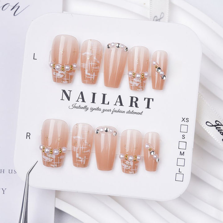 Artistic Stiletto Press-On Nail Set with Floral Embellishments Bowlift