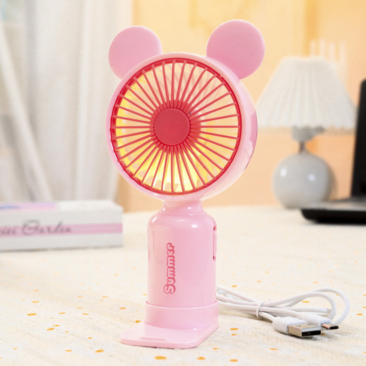 Women's Portable Hand Fan with Cute Ears Bowlift