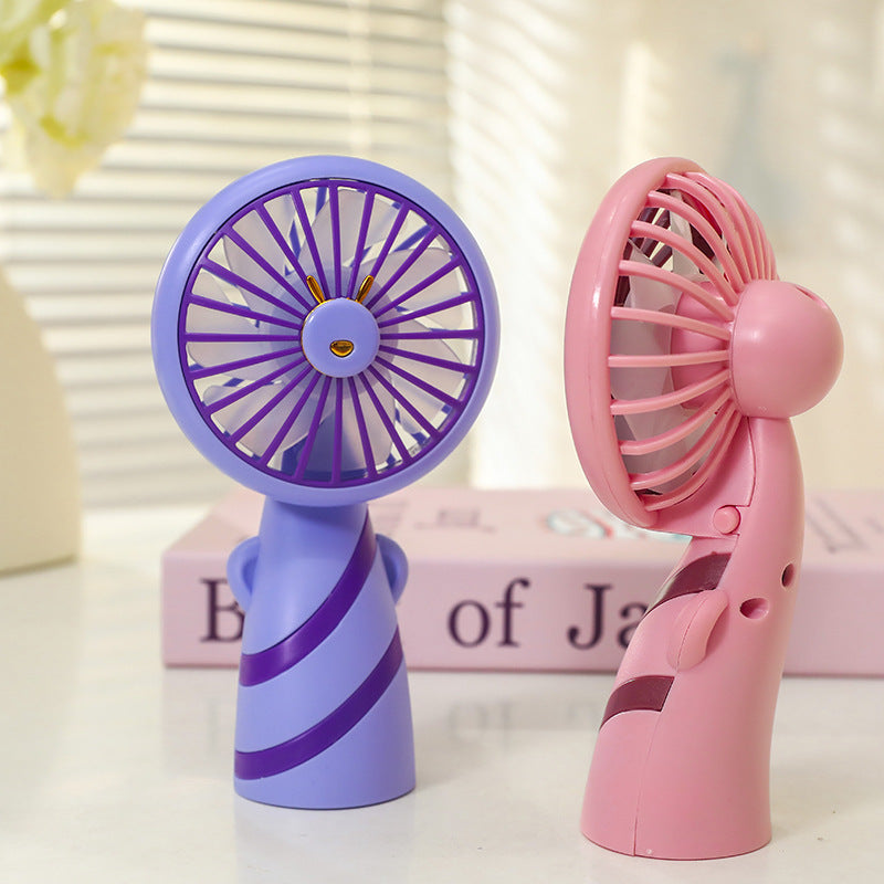 Women's Portable Handheld Fan with Ergonomic Grip and Cute Animal Design Bowlift