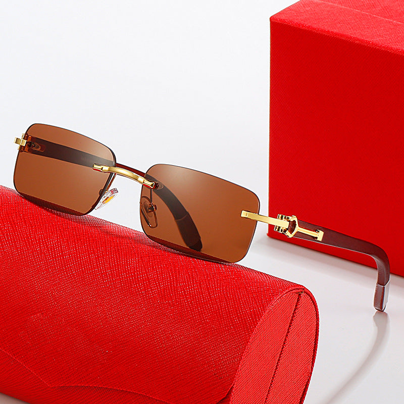 Women's fashionable semi-rimless sunglasses with luxurious metal and plastic frame Bowlift