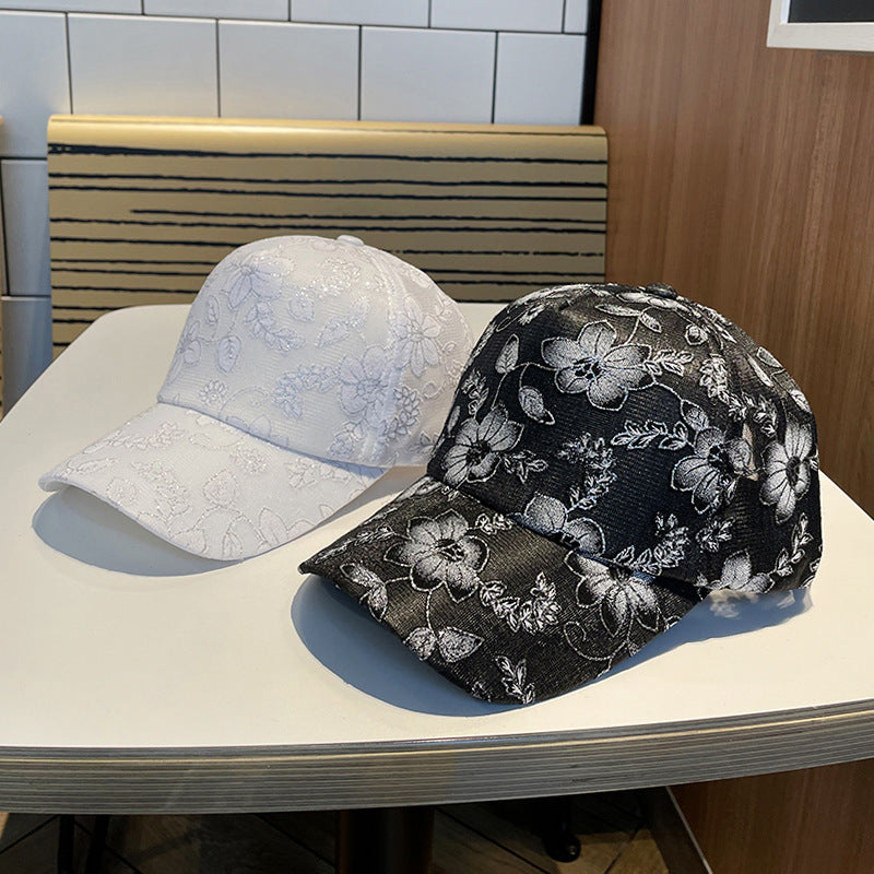 Women's Floral Embroidered Baseball Cap Bowlift