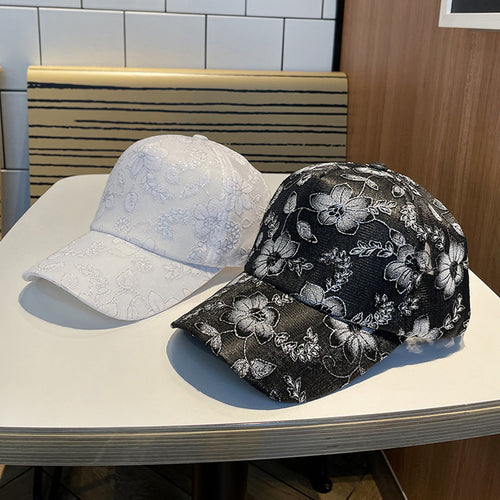Women's Floral Embroidered Baseball Cap Bowlift