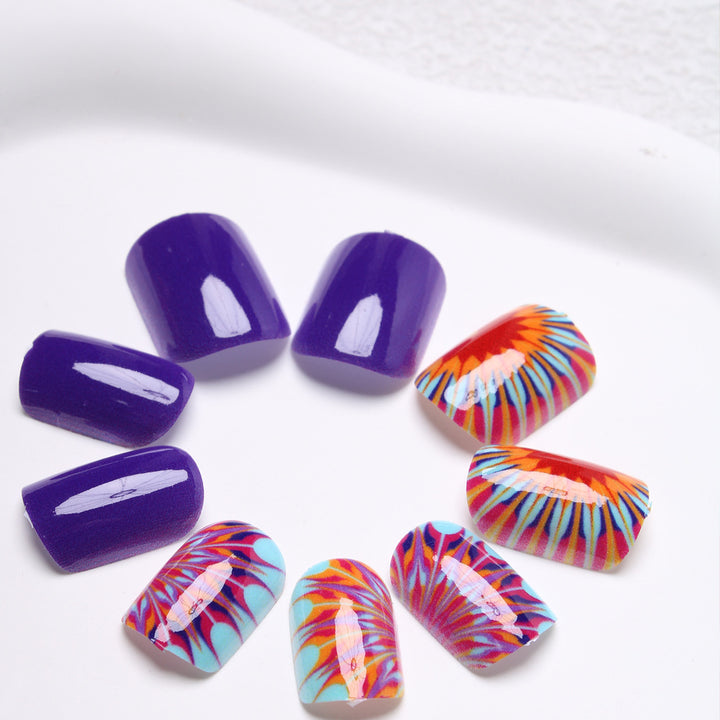 Artistic Tie-Dye Press-On Nails Bowlift