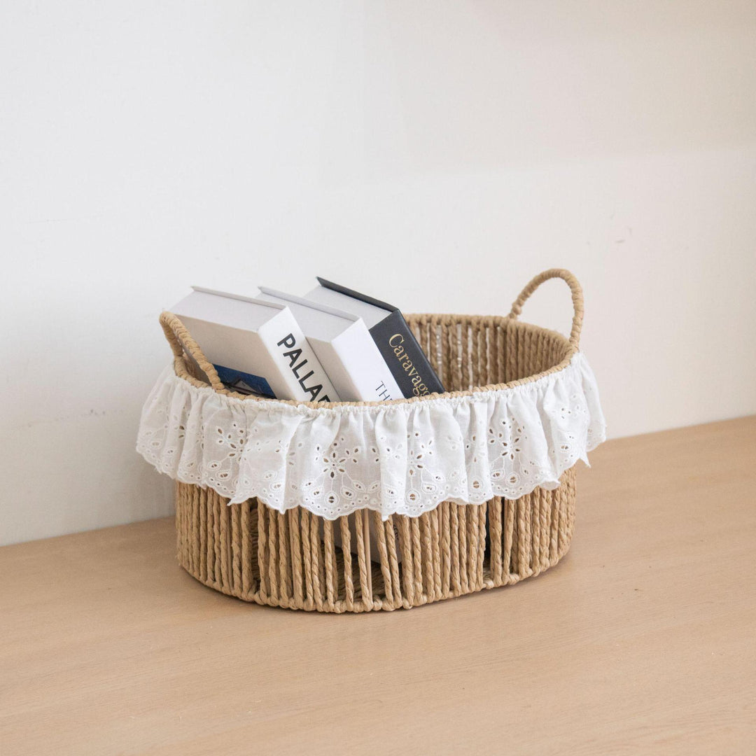 Charming storage basket with ruffle detail Bowlift
