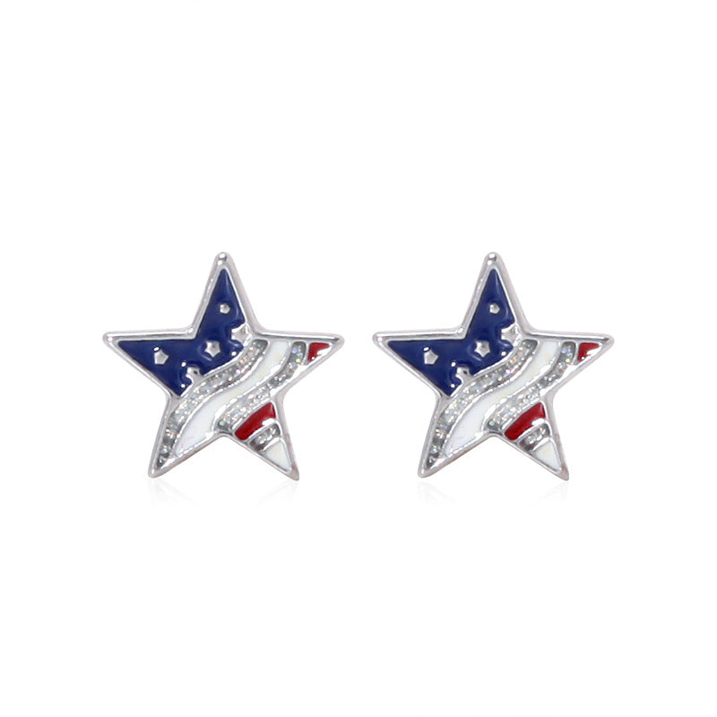 Women's lightweight star earrings with enamel flag design and fishhook Bowlift