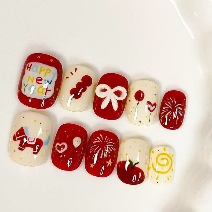 Artistic Cat-Themed Press-On Nail Art Set Bowlift