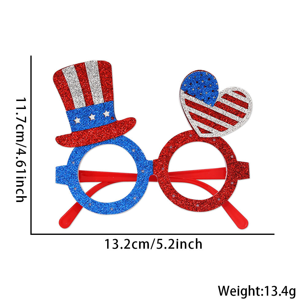 Unisex nan party glasses with USA glitter attachment and round frame Bowlift