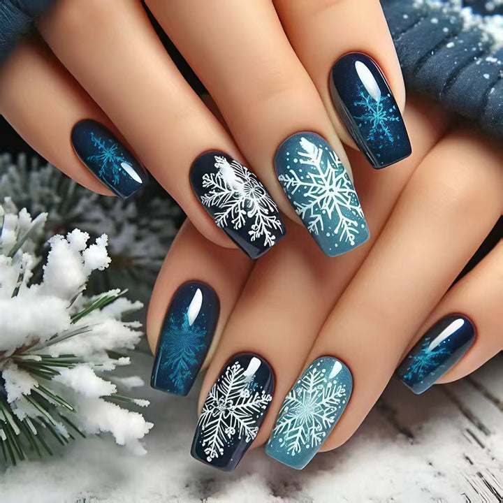 Frosted Snowflake Nail Art Bowlift