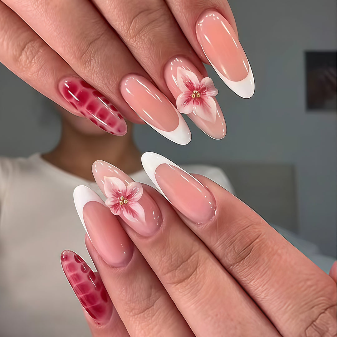 Floral Stiletto Nail Enhancements Bowlift