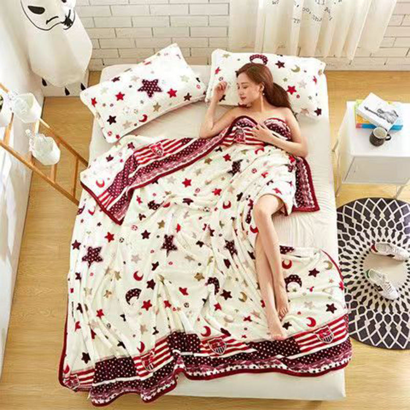Women Cozy Fleece Blanket with Stars and Moons Bowlift