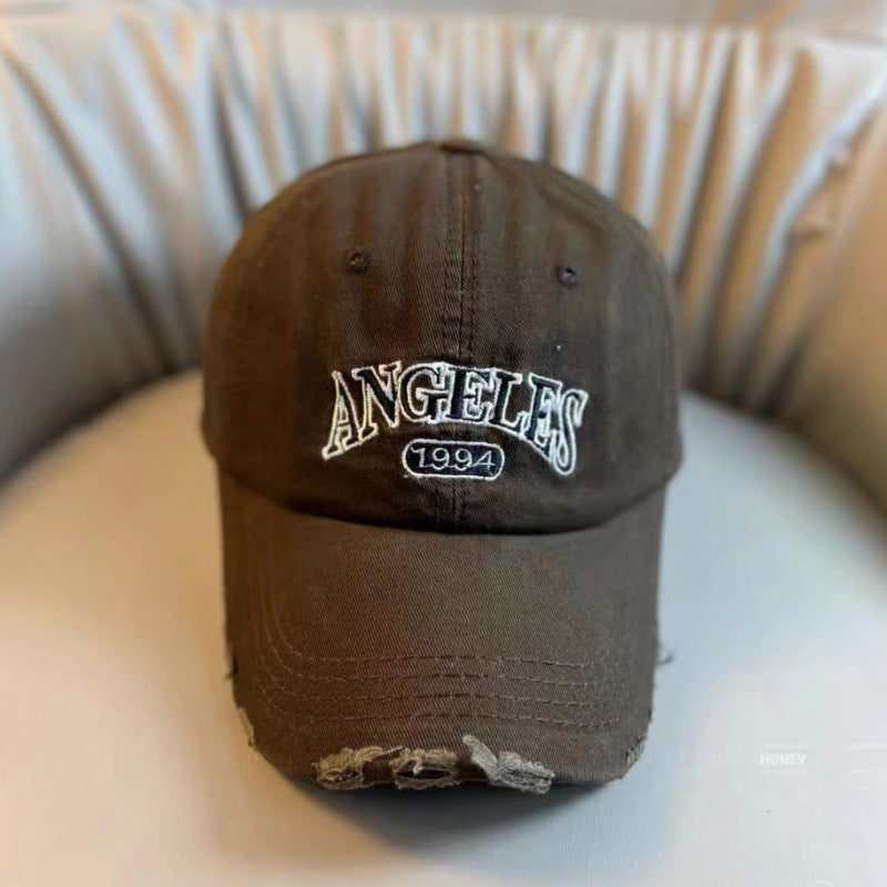 Women's Distressed Vintage-Style Adjustable Baseball Cap Bowlift