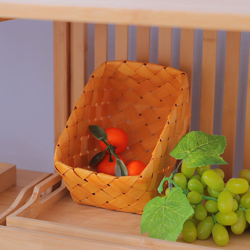 Rectangular storage basket made of woven natural material