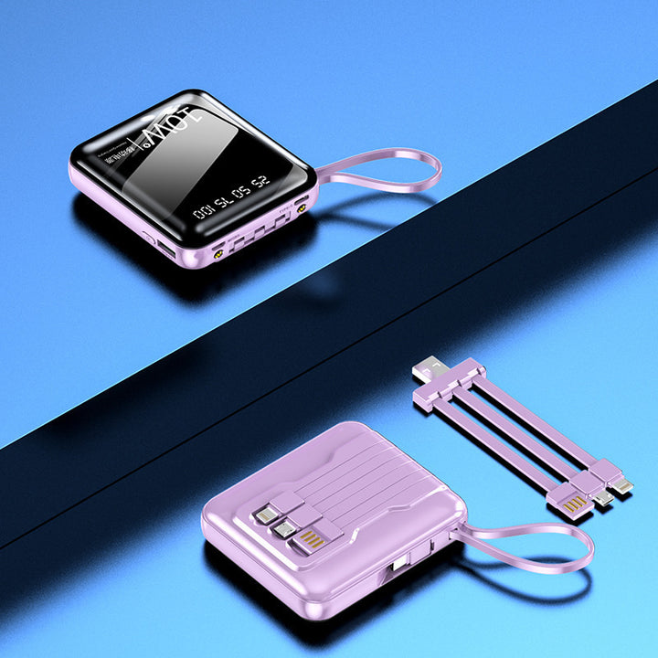 Portable power bank with digital power display and multifunctional cable Bowlift