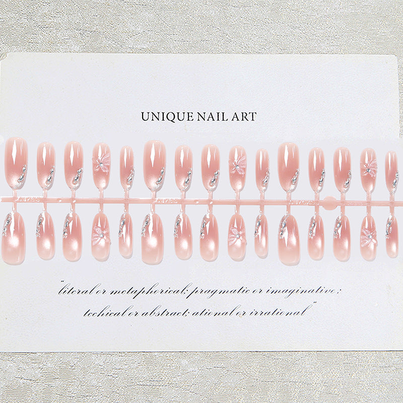 Acrylic nail set with elegant ombre design and sparkling accents Bowlift
