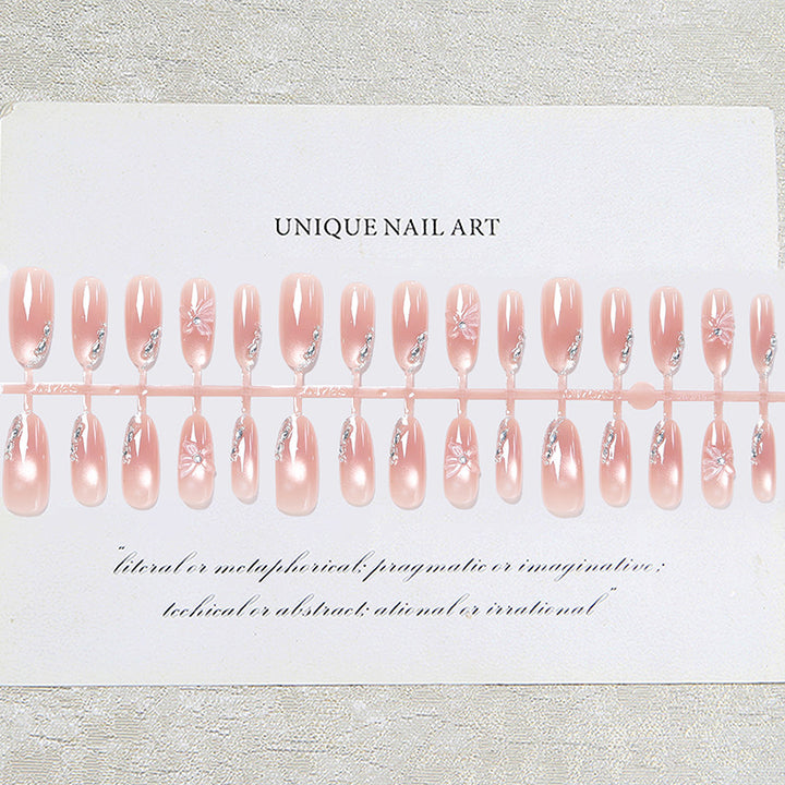Acrylic nail set with elegant ombre design and sparkling accents Bowlift