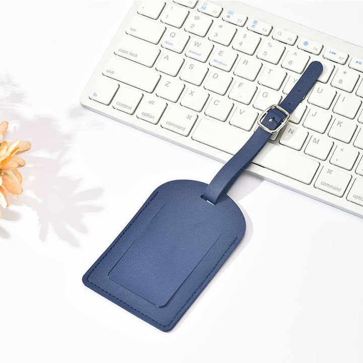 Leather Luggage Tag with Adjustable Buckle and Hidden ID Card Pocket Bowlift