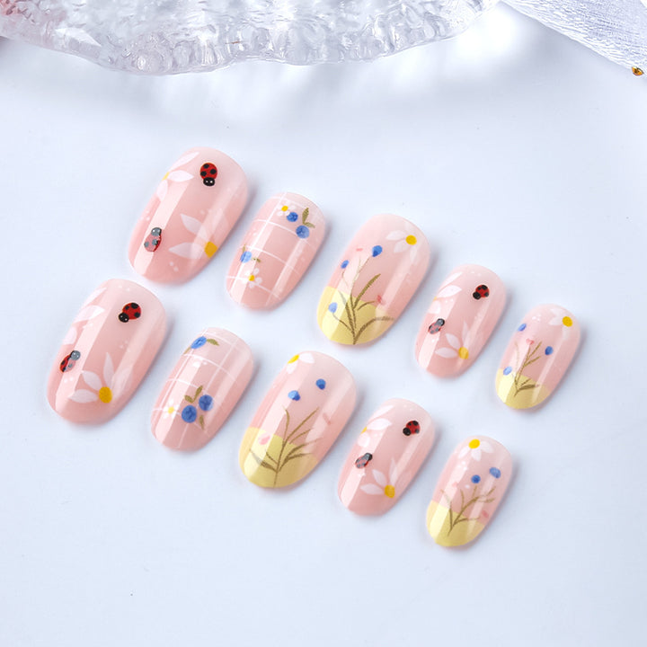 Artistic Floral Press-On Nails Bowlift