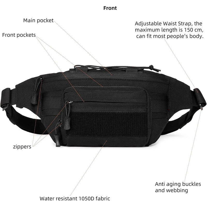 Tactical Waist Bag with Multiple Compartments and Sturdy Attachments Bowlift