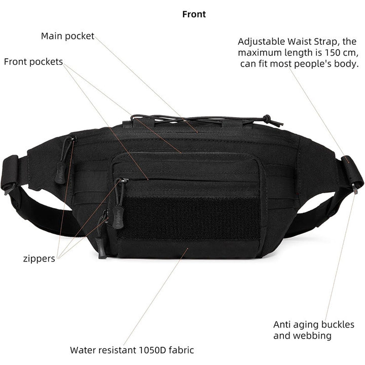 Tactical Waist Bag with Multiple Compartments and Sturdy Attachments Bowlift