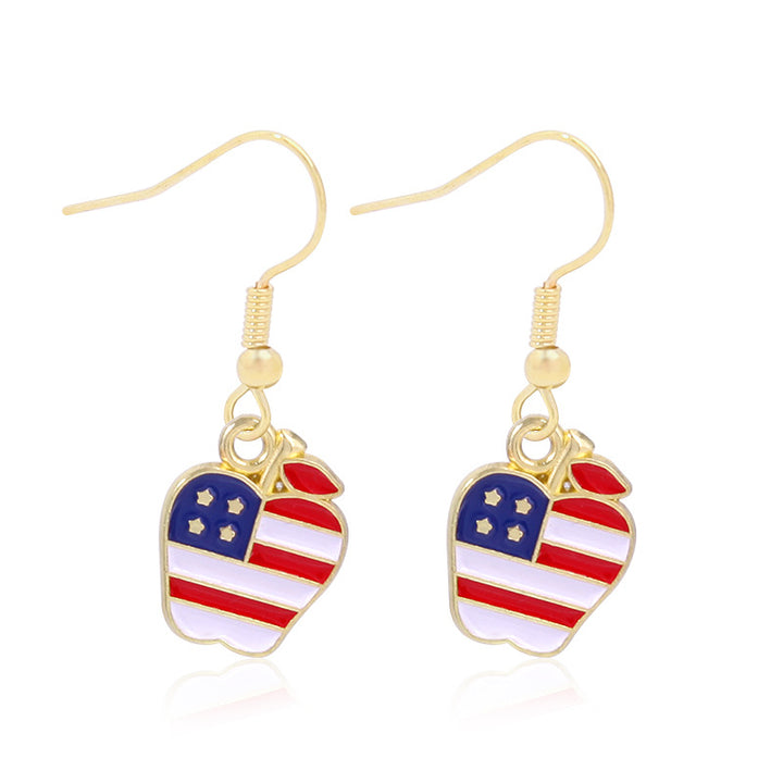 Women's star-shaped enamel earrings with USA flag motif and gold-plated fish Bowlift