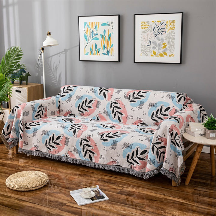 Artistic Leaf Pattern Sofa Throw Cover