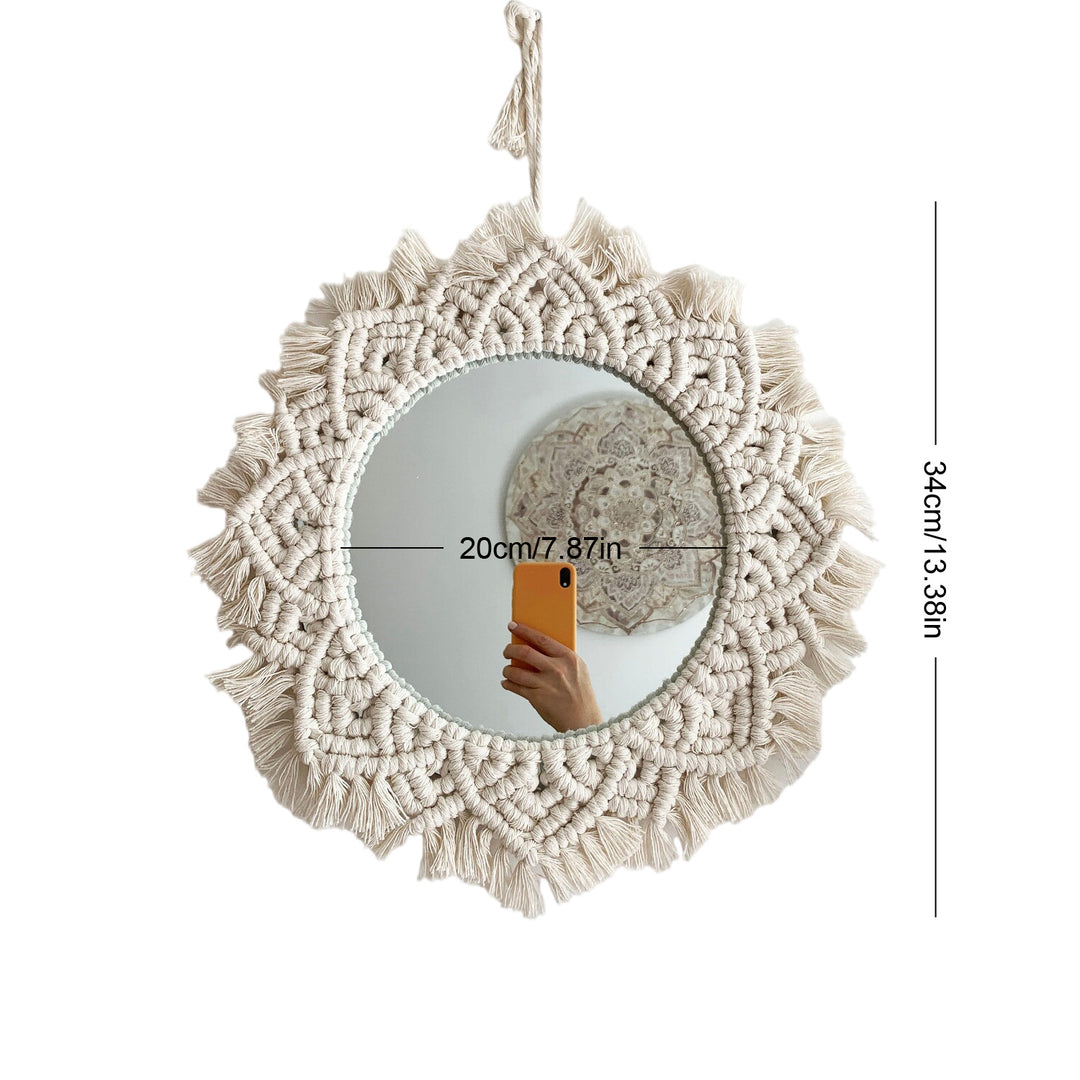 Macrame Wall Mirror with Fringe Detailing Bowlift