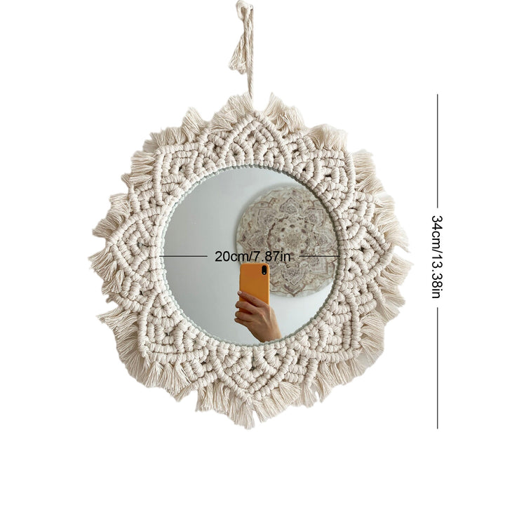 Macrame Wall Mirror with Fringe Detailing Bowlift