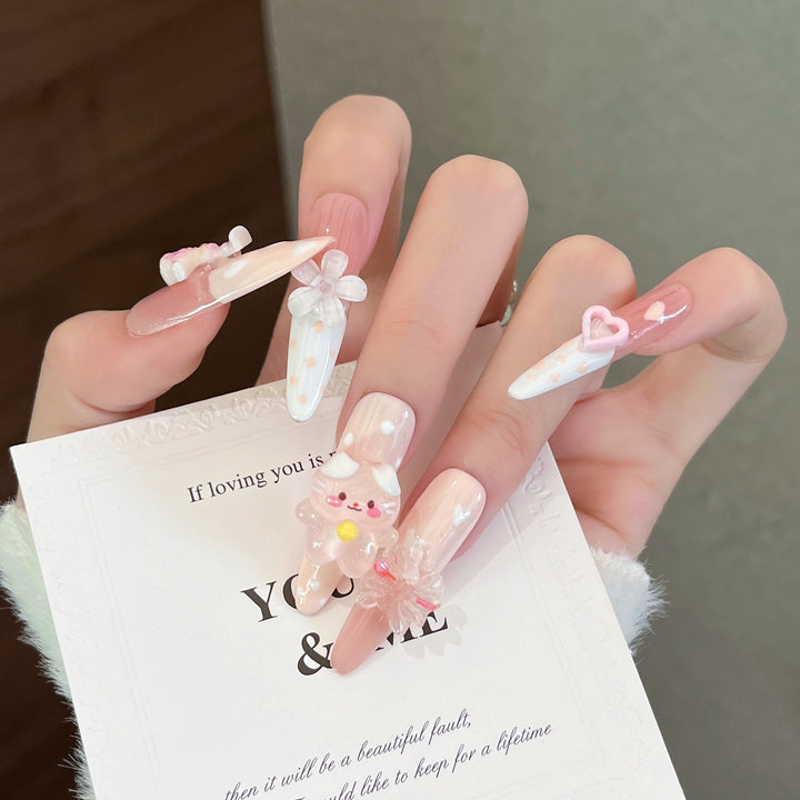 Whimsical 3D Character-Themed Press-On Nail Set Bowlift