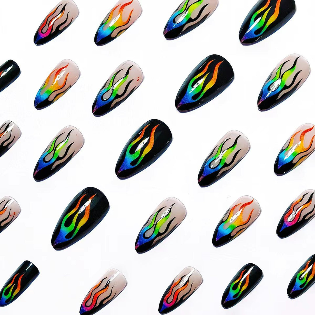 Artistic Flame Pattern Nail Art Bowlift