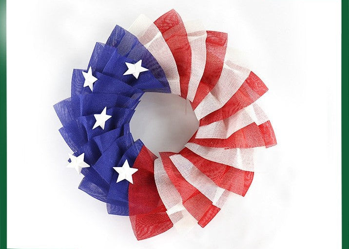Unisex nan patriotic mesh wreath home decor with layered tulle stars and striped swirl design Bowlift