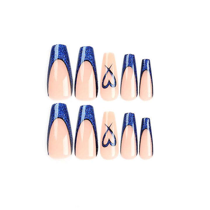 Artificial nails with glitter accents and unique heart design Bowlift