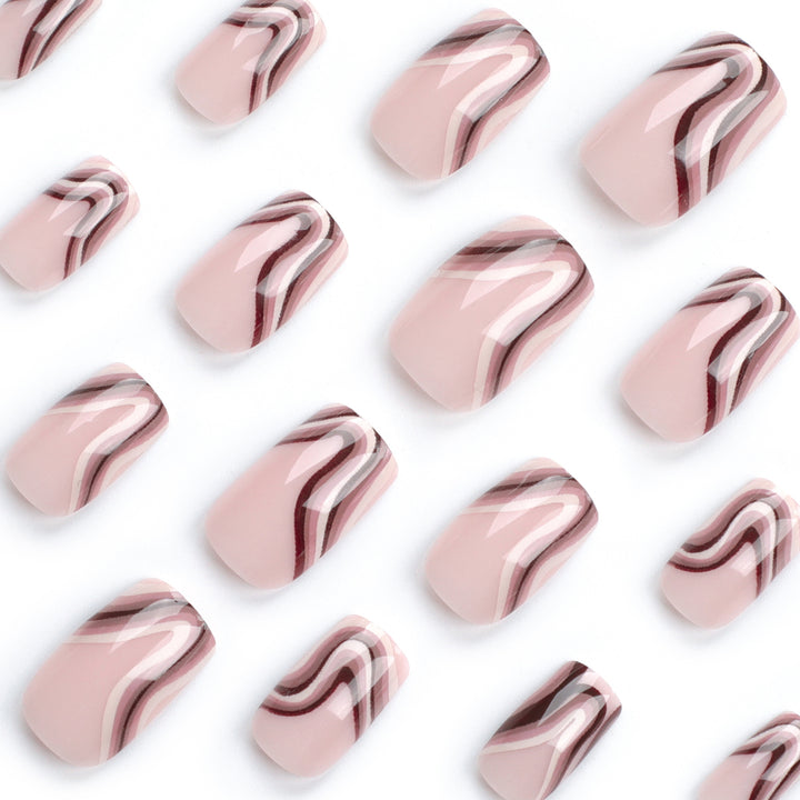 Artful Gel Nails with Elegant Wave Design Bowlift