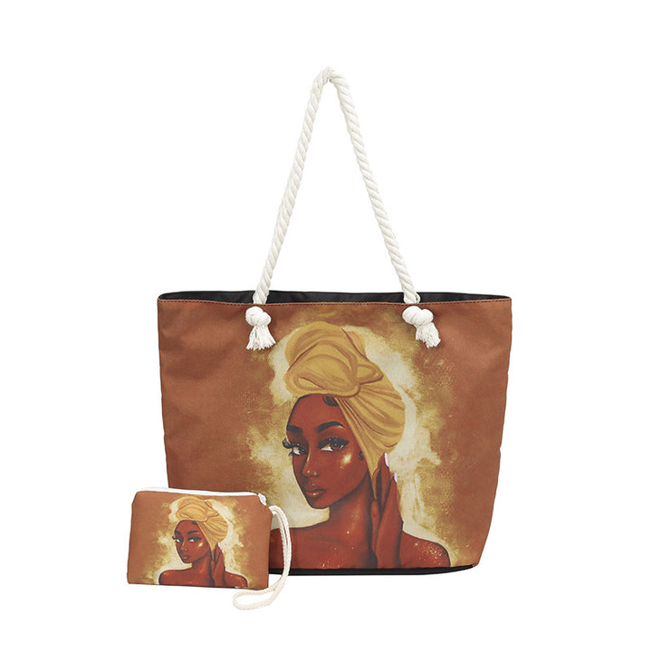 WoStylish Graphic Print Beach Tote Bag Bowlift