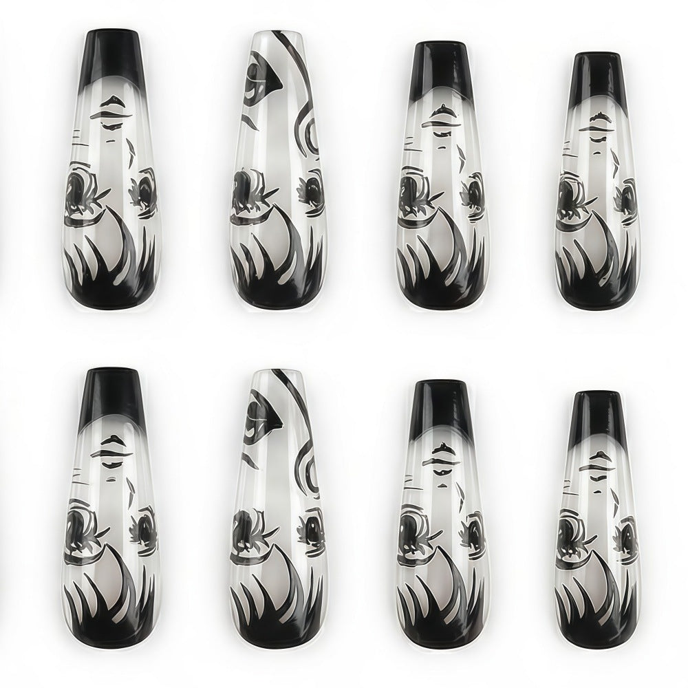 Art Nail Set with Artistic Portrait Designs Bowlift