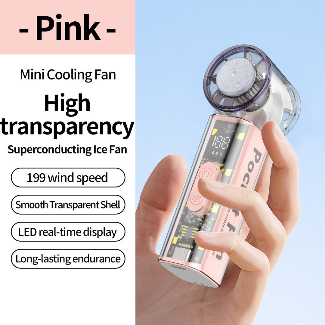 Women's Portable Mini Fan with Transparent Housing Bowlift