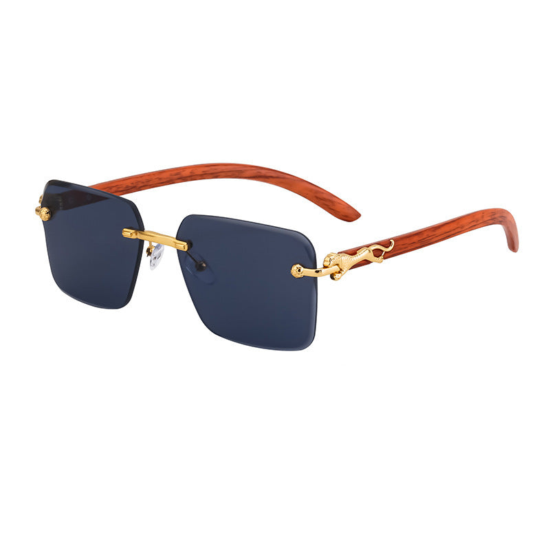 Women’s Fashion Square Sunglasses with Elegant Wooden Arms Bowlift