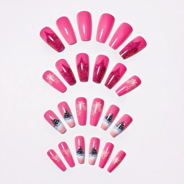 Artificial nails with winter Christmas design Bowlift